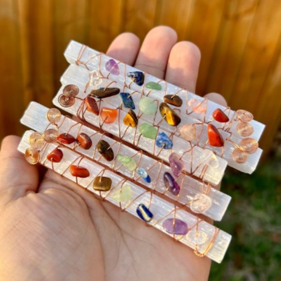 Handcrafted Crystal Selenite Wand with Copper Accents - Picture 1 of 1